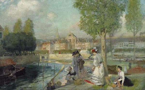 Rupert Bunny A Provincial Town in France, oil painting picture